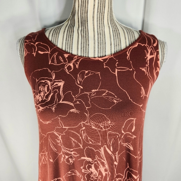 Apt. 9 Rust & Orange Twisted Back Straps Keyhole Opening Sleeveless Top Small - Picture 2 of 9